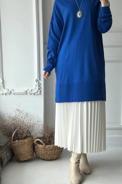 Feris Triko Tunik - Saks Mavisi