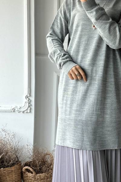 Feris Triko Tunik - Gri