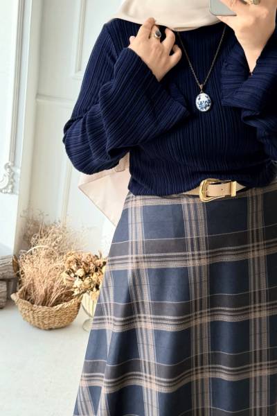 Fitilli Volan kol Bluz - Lacivert