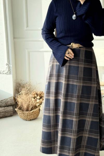 Kemer Hediyeli EKose Etek - Lacivert