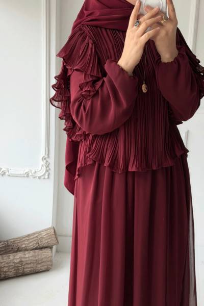 Nora Etekli Takım -Bordo