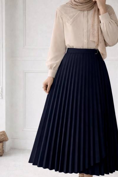 Piliseli Anvelop Etek - Lacivert
