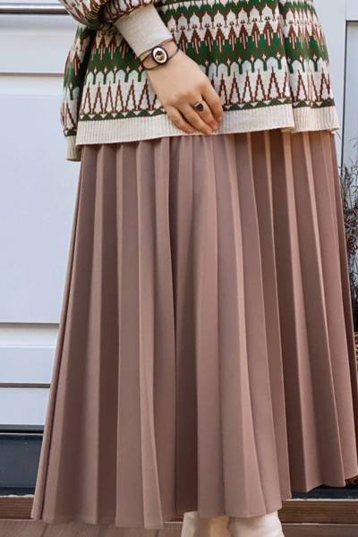 Piliseli Etek - Vizon