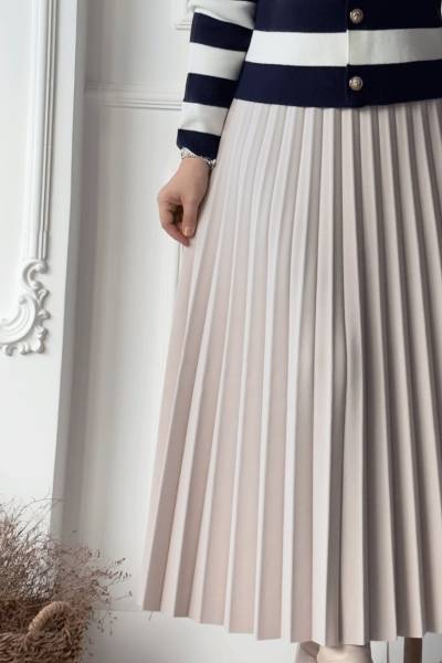 Piliseli Etek - Taş Rengi