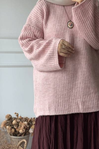 Bukre Oversize Kazak - Pembe