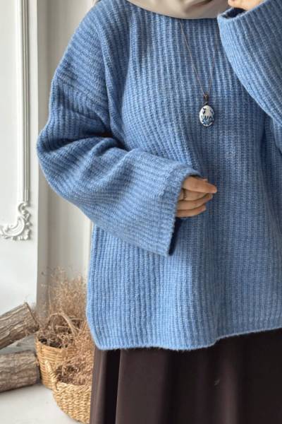 Bukre Oversize Kazak - Mavi